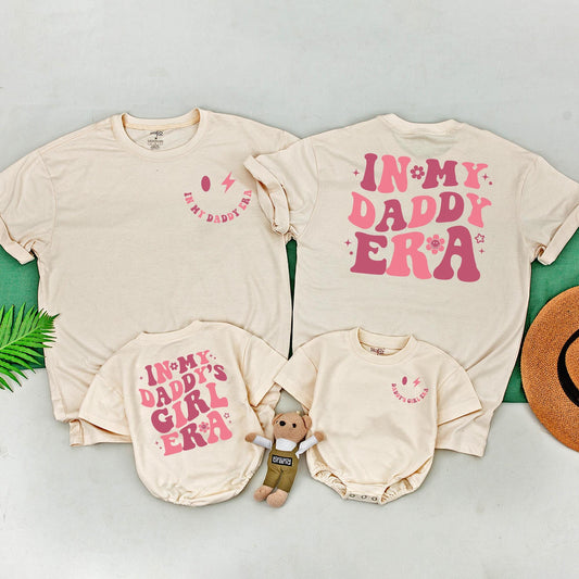 In My Daddy's Girl Era Matching Outfit Baby Romper Tee and Dad Shirt Family Gift Newborn Girl