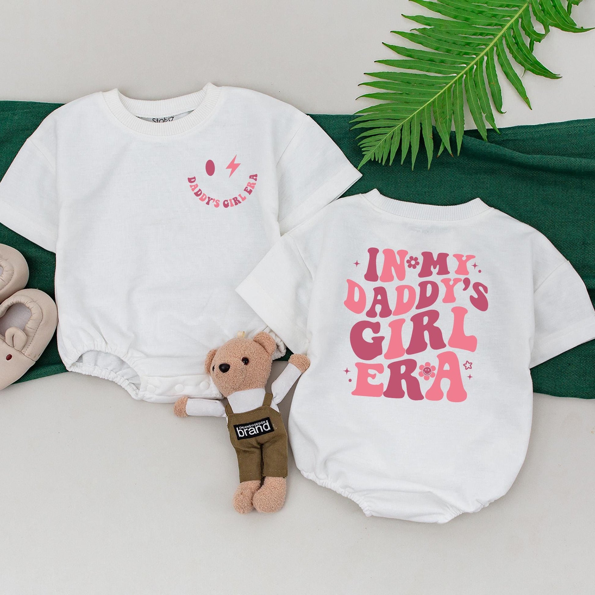In My Daddy's Girl Era Matching Outfit Baby Romper Tee and Dad Shirt Family Gift Newborn Girl