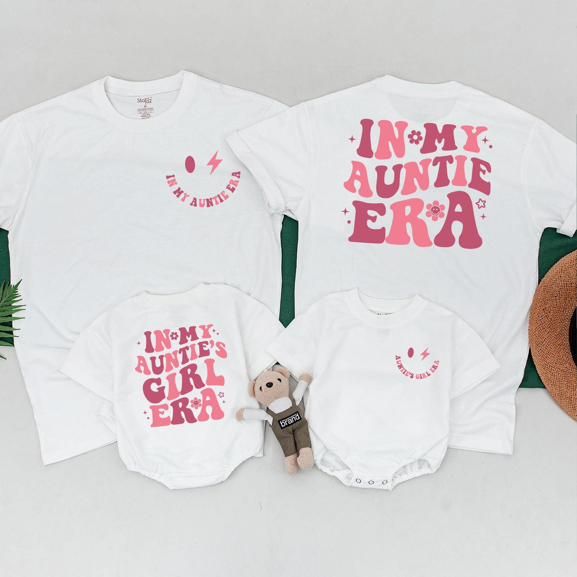 Custom Auntie and Niece Matching Outfit for Baby Girl featuring 'In My Auntie's Girl Era' Design Cool Aunt Shirt & Newborn Romper Baby Shower Gift