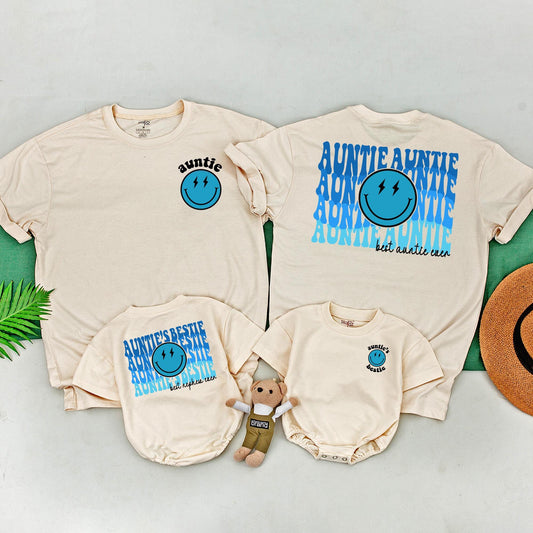 Personalized Auntie's Bestie Matching Outfit, Auntie & Nephew Romper, Cool Aunt Shirt, Baby Boy Gift, Custom Newborn Outfit