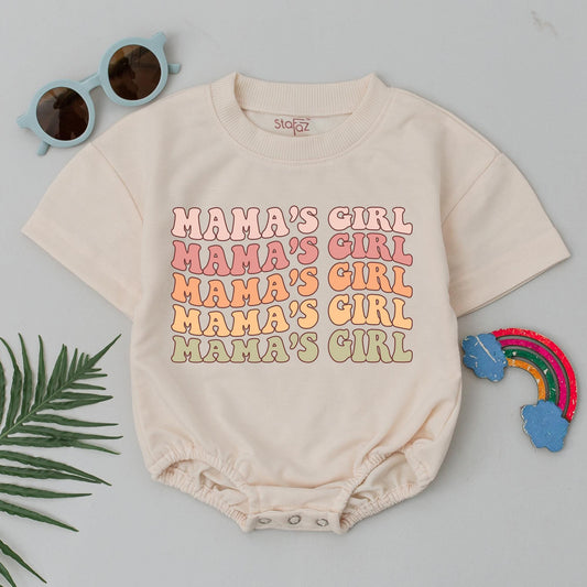Mama's Girl Retro Baby Romper - Pink, Peach, Yellow & Green Wavy Bodysuit Baby Girl Shower Gift Mom Outfits