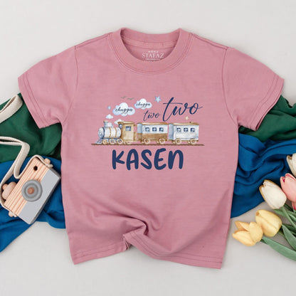 Chugga Two Two Birthday Boy Shirt Personalized Train Theme 2nd Birthday Toddler Tee Unique Second Birthday Gift