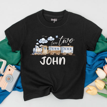 Chugga Two Two Birthday Boy Shirt Personalized Train Theme 2nd Birthday Toddler Tee Unique Second Birthday Gift