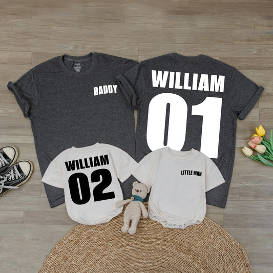 Personalized Dad & Son Last Name T-Shirt Matching Set Father's Day Gift Custom Family Shirts Daddy and Me Comfortable Cotton