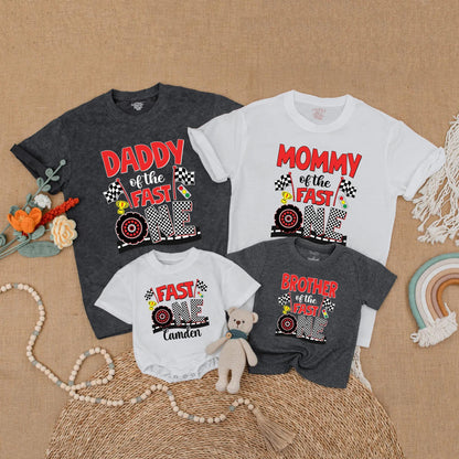 Fast One Birthday Matching Family Shirts Race Car Party Outfit Mommy and Me 1st Birthday Gift