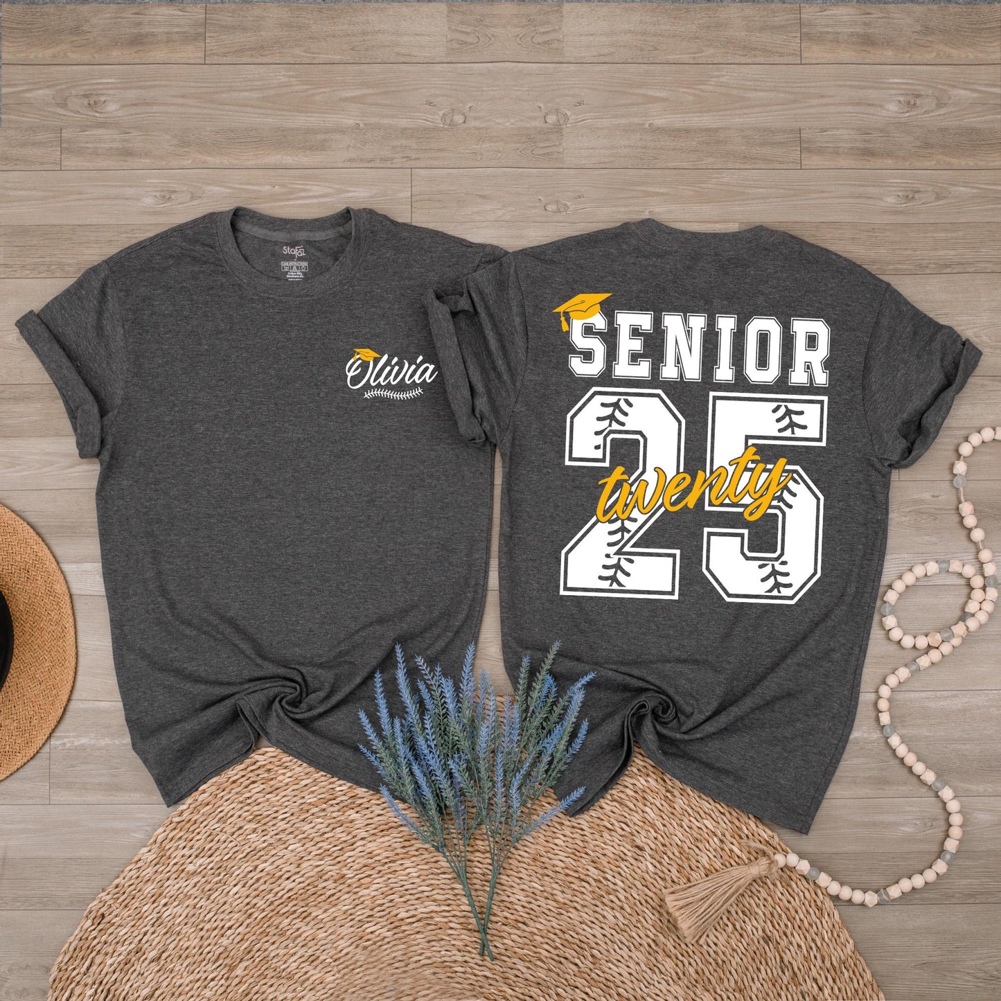 Custom Senior 2025 Baseball T-Shirt Graduation Gift Class of 25 Ideal Game Day Senior Night Shirt for Proud Baseball Moms.