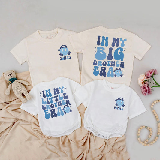 Brother Era Matching Outfits Retro Custom Name Big Brother Little Brother Sibling Trend Baby Clothes Toddler Brother Tee Baby Gift Idea