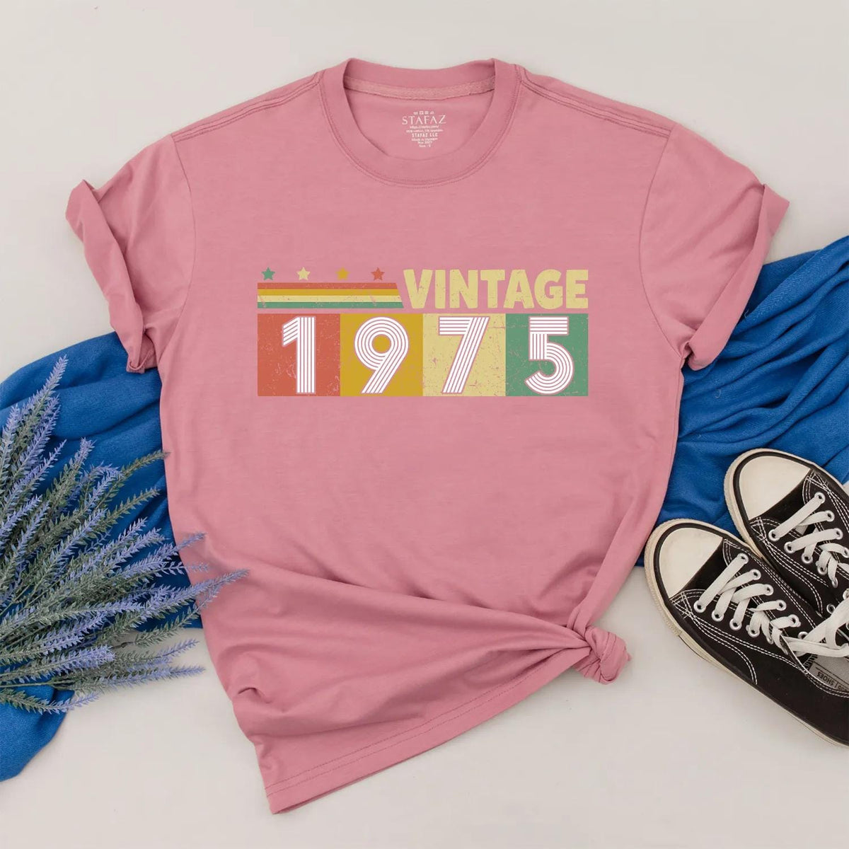 Personalized 1975 Vintage Shirt Classic 50th Birthday Outfit Retro Color Custom Gift for Women Men 1975 Birthday Outfit