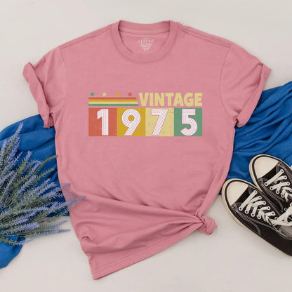 Personalized 1975 Vintage Shirt Classic 50th Birthday Outfit Retro Color Custom Gift for Women Men 1975 Birthday Outfit