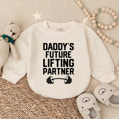 Daddy’s Future Lifting Partner Baby Romper, Funny Gym Baby Outfit, Baby Workout Romper, Father’s Day Baby Gift, Baby Boy Gym Clothes