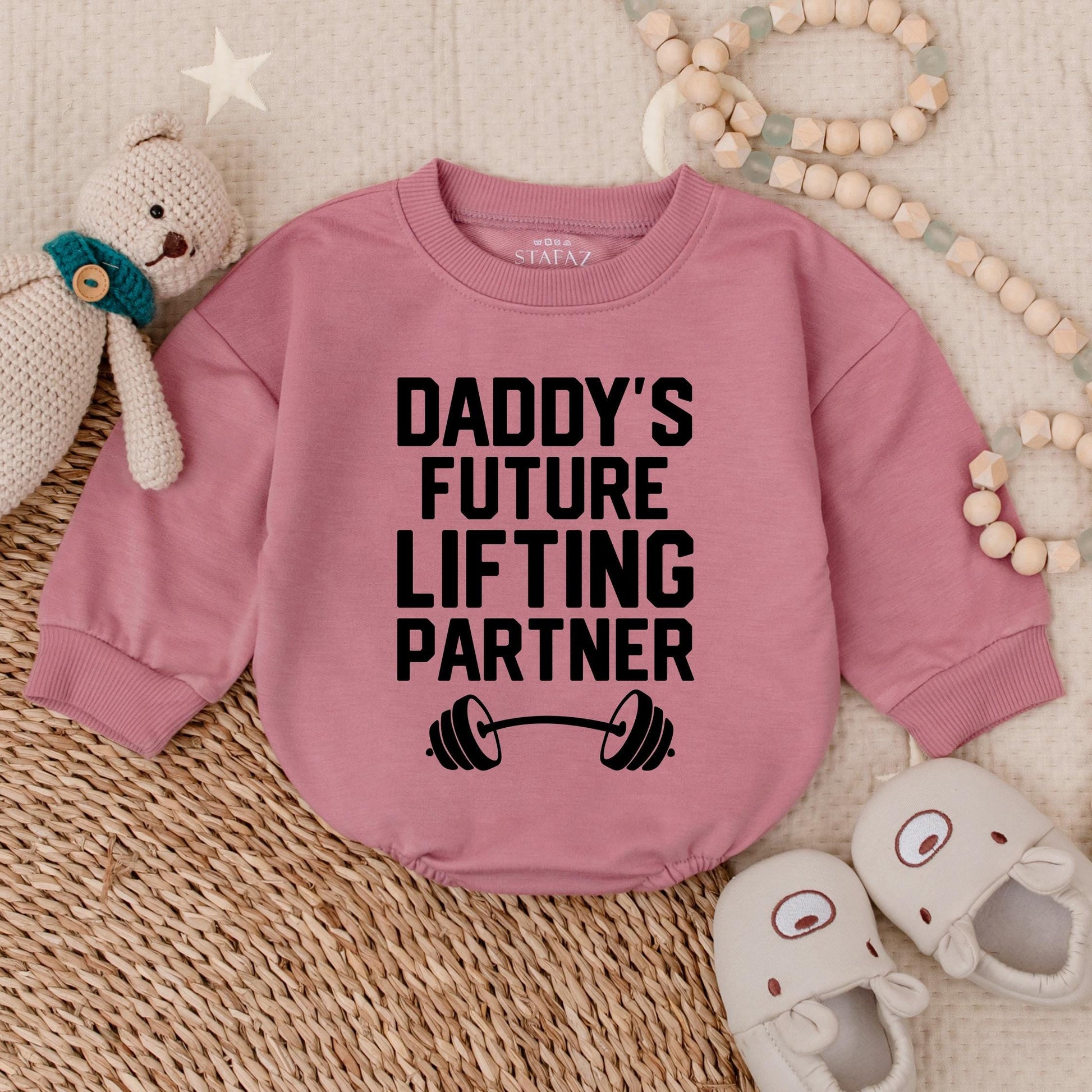 Daddy's Future Lifting Partner Baby Romper Gym Outfit Father's Day Gift Baby Boy Clothes Funny Workout Bodysuit Newborn Boy