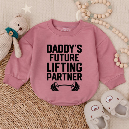 Daddy's Future Lifting Partner Baby Romper Gym Outfit Father's Day Gift Baby Boy Clothes Funny Workout Bodysuit Newborn Boy