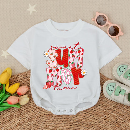 Sweet Summer Time Baby Girl Bubble Romper Cute Fruit Theme Vacation Outfit Toddler Bodysuit for Summer Fun