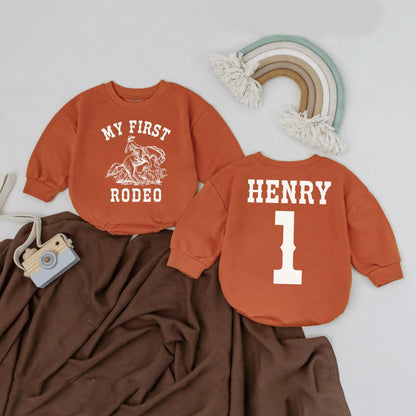 Custom My First Rodeo Bubble Romper Western 1st Birthday Outfit Cowboy Theme Baby Shower Gift Clothes