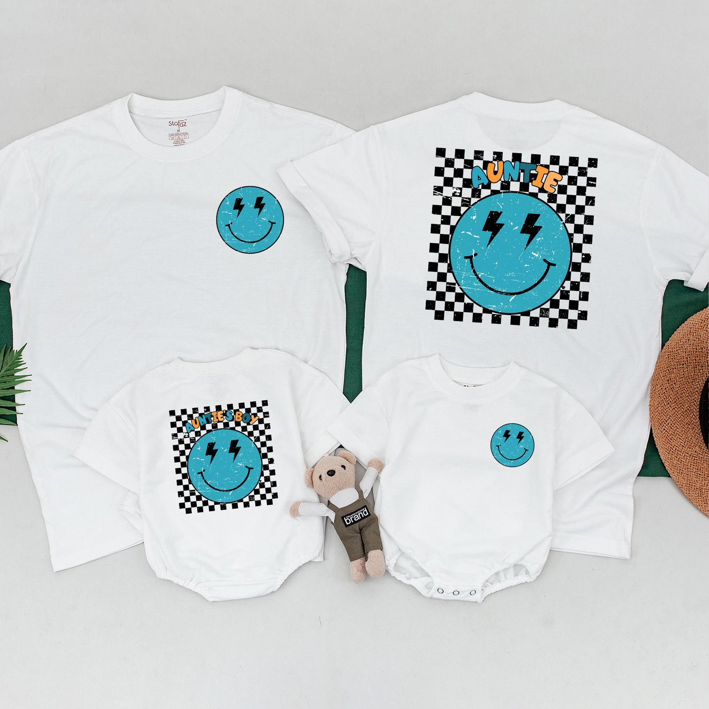 Cool Auntie's Boy Matching Outfit Aunt and Nephew Baby Romper Retro Auntie Shirt Family Matching Gift for Auntie's Little Man