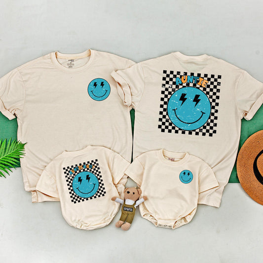 Cool Auntie's Boy Matching Outfit Aunt and Nephew Baby Romper Retro Auntie Shirt Family Matching Gift for Auntie's Little Man