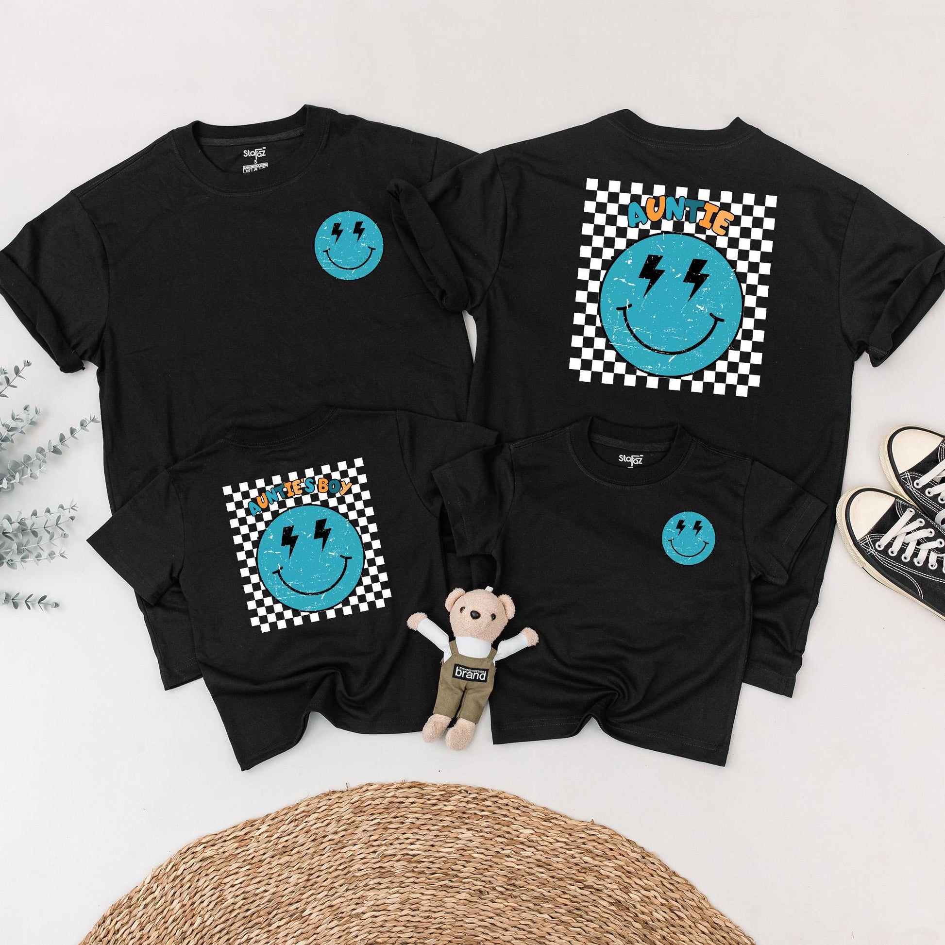 Cool Auntie's Boy Matching Outfit Aunt and Nephew Baby Romper Retro Auntie Shirt Family Matching Gift for Auntie's Little Man