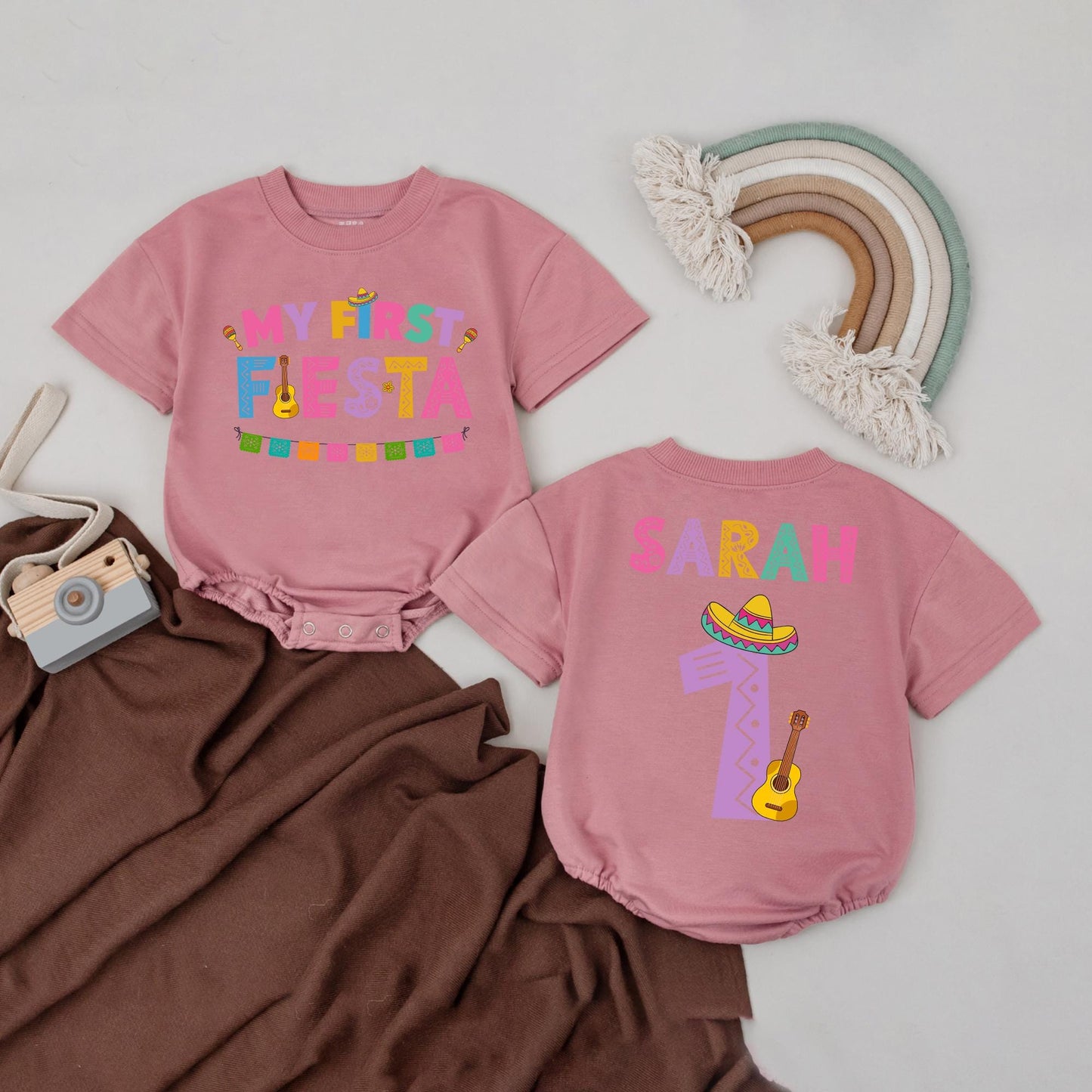 My First Fiesta Romper Custom Baby Cinco De Mayo Outfit Personalized Name Taco Tuesday Bodysuit Mexican Baby Gift