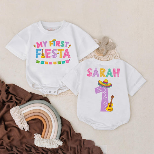 My First Fiesta Romper Custom Baby Cinco De Mayo Outfit Personalized Name Taco Tuesday Bodysuit Mexican Baby Gift