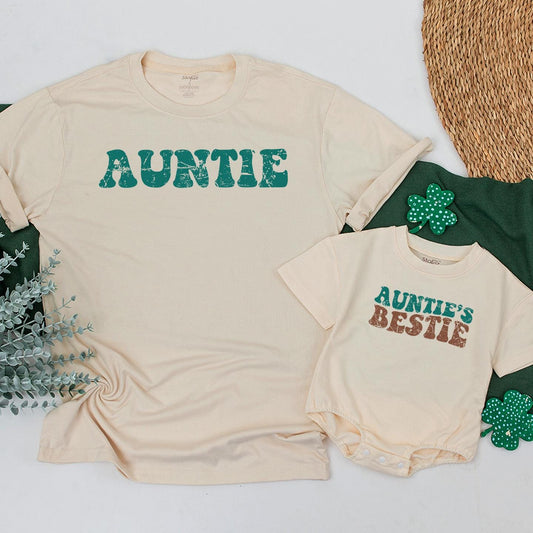Custom Auntie and Auntie's Bestie Matching Baby Romper Adorable Sister Niece Gift Family Outfit Baby Shower Present Newborn Cute