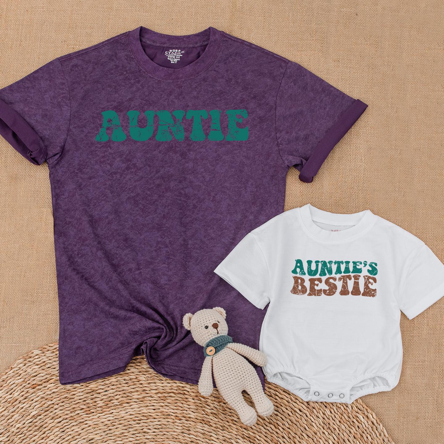 Custom Auntie and Auntie's Bestie Matching Baby Romper Adorable Sister Niece Gift Family Outfit Baby Shower Present Newborn Cute