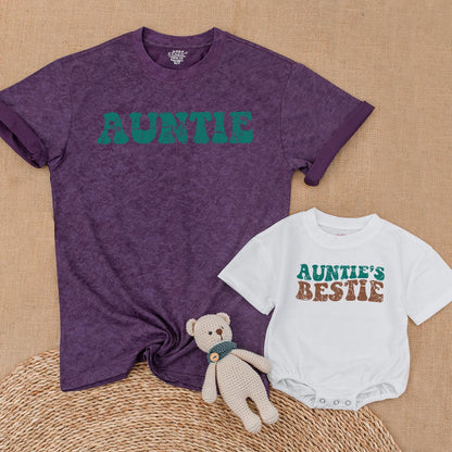 Custom Auntie and Auntie's Bestie Matching Baby Romper Adorable Sister Niece Gift Family Outfit Baby Shower Present Newborn Cute