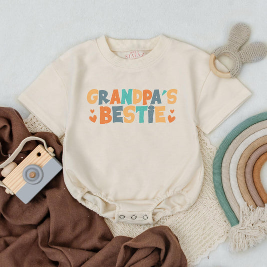 Grandpa's Bestie Bubble Romper Baby Boy Announcement Outfit Newborn Grandpa Gift Soft Cotton Comfortable Baby Shower Reveal