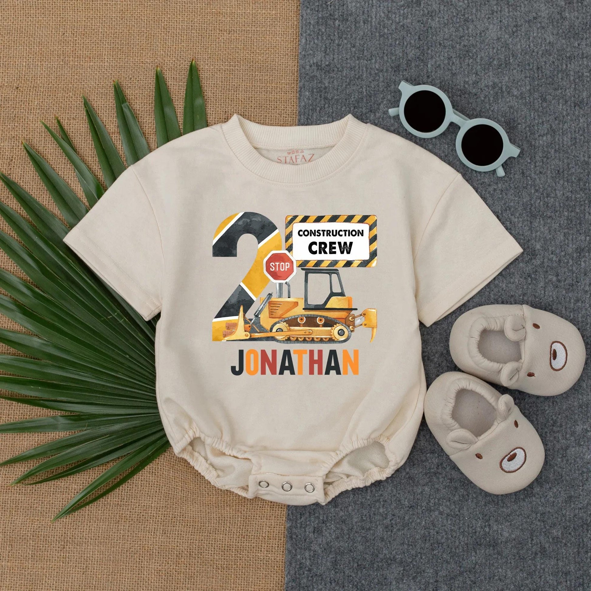 Custom 2nd Birthday Truck Romper & Tee Set: Personalized Toddler Boy Outfit, Baby Gift Idea, Truck Lover Birthday Clothes
