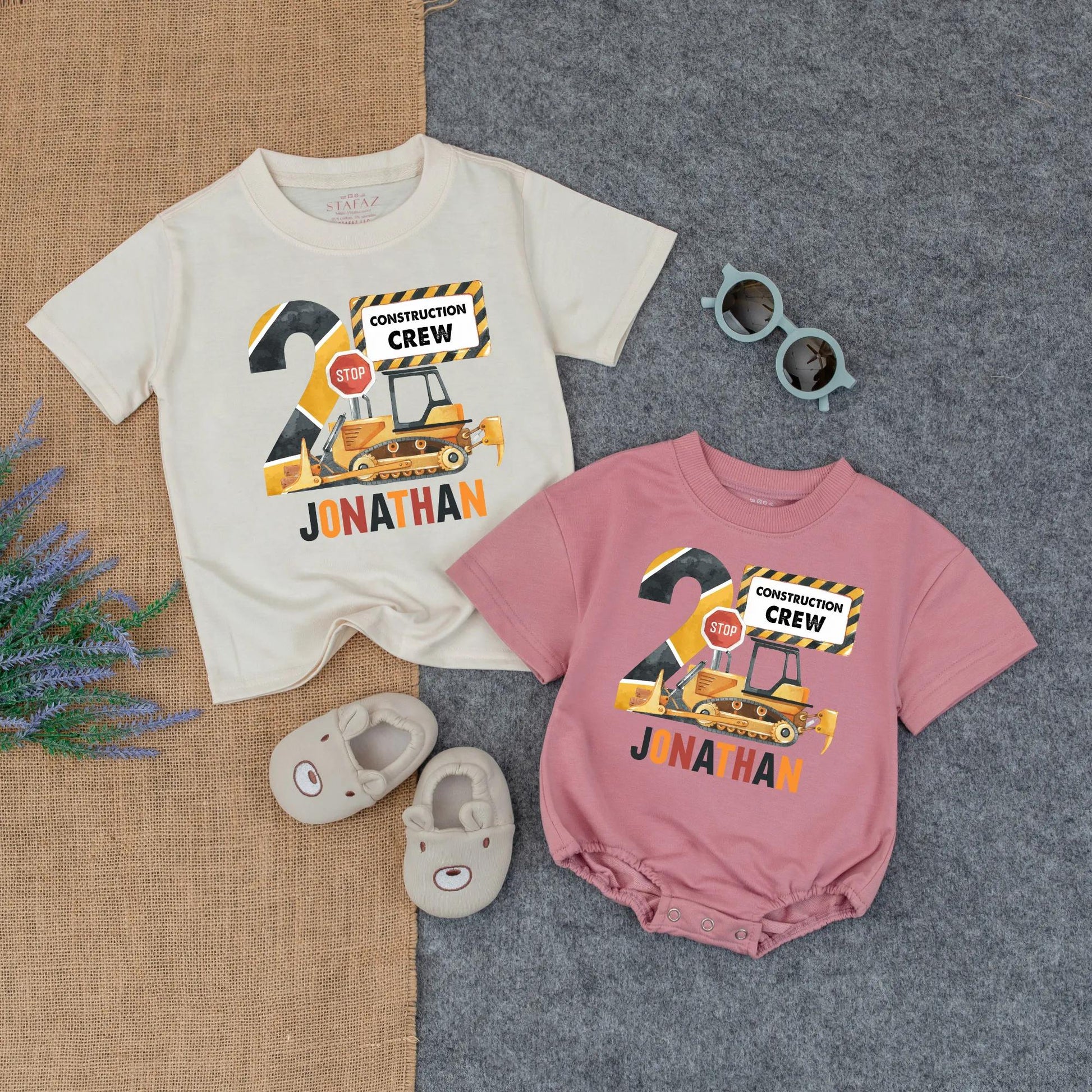 Custom 2nd Birthday Truck Romper & Tee Set: Personalized Toddler Boy Outfit, Baby Gift Idea, Truck Lover Birthday Clothes