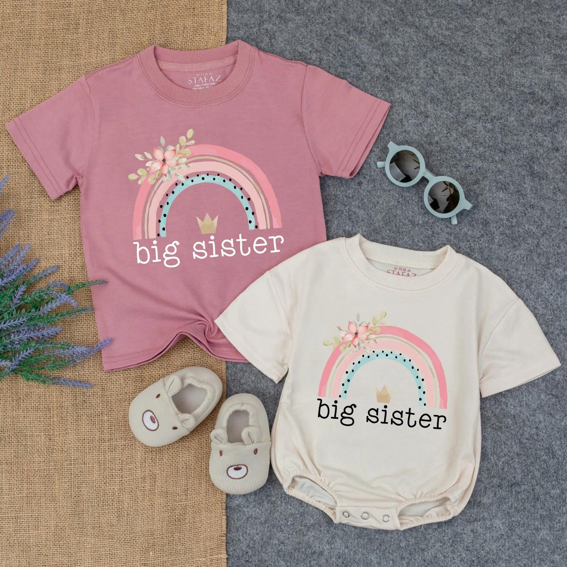 Big Sister Bubble Romper & Tee Summer Outfit Baby Girl Clothes Toddler Youth Gift Idea