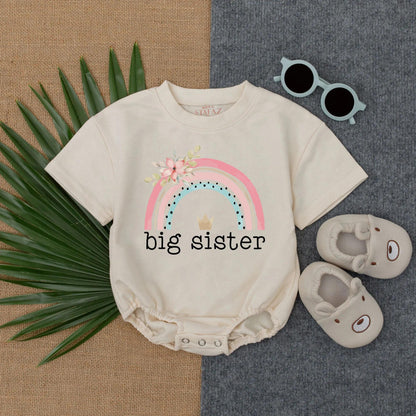 Big Sister Bubble Romper & Tee Summer Outfit Baby Girl Clothes Toddler Youth Gift Idea