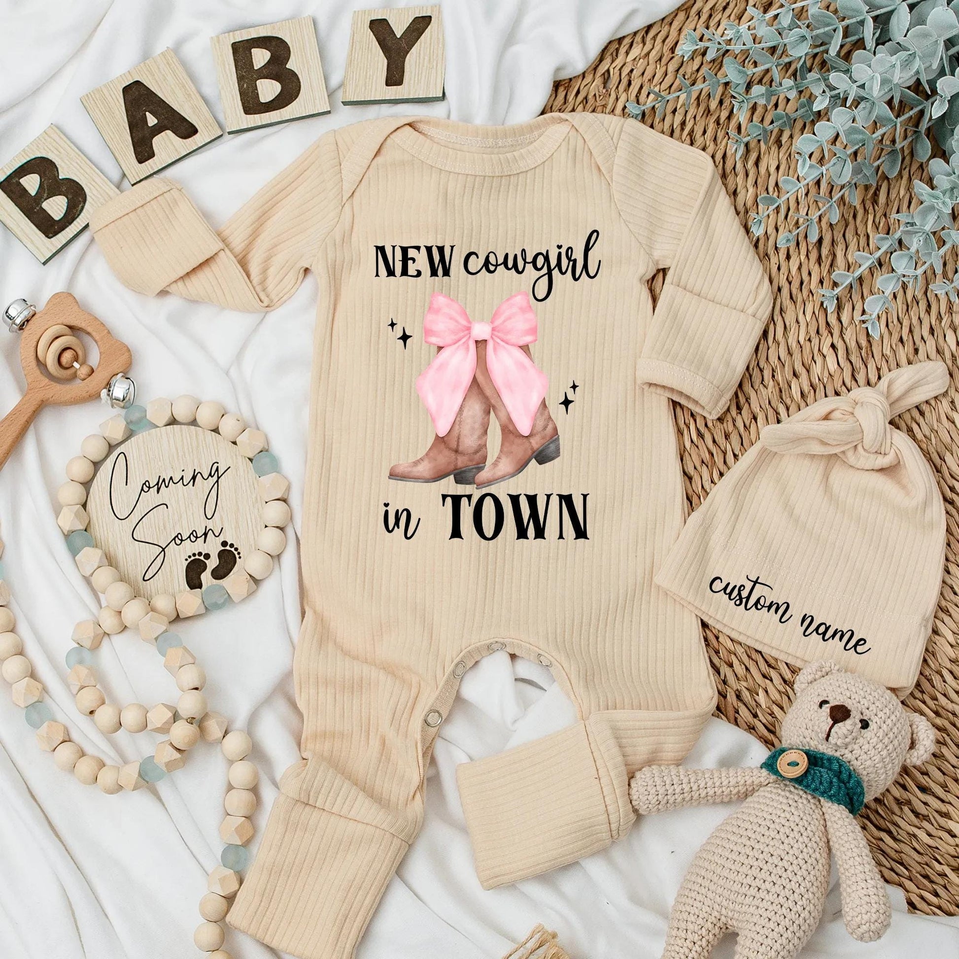 Personalized Cowgirl Baby Girl Bodysuit | Western Coming Home Outfit | Custom Cowboy Boots Baby Shower Gift