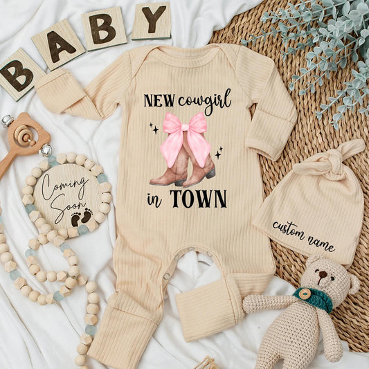 Personalized Cowgirl Baby Girl Bodysuit | Western Coming Home Outfit | Custom Cowboy Boots Baby Shower Gift