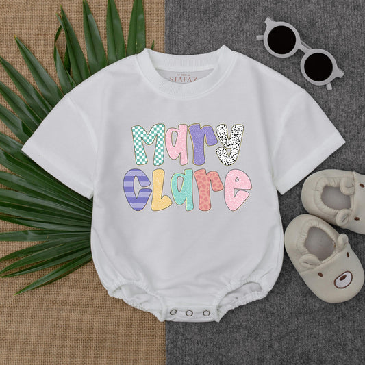 Custom Floral Bubble Romper Baby Girl Outfit Personalized Flower T Shirt Bodysuit Cute Summer Gift