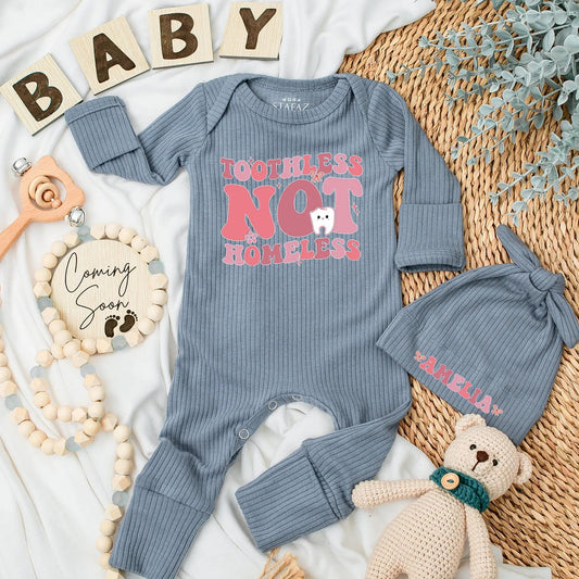 Toothless Not Homeless Funny Baby Bodysuit Cute Newborn Girl Pink Outfit Adorable Baby Shower Gift Hilarious Infant Clothes Soft Cotton