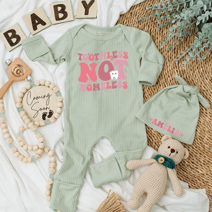 Toothless Not Homeless Funny Baby Bodysuit Cute Newborn Girl Pink Outfit Adorable Baby Shower Gift Hilarious Infant Clothes Soft Cotton