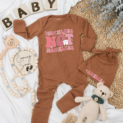 Toothless Not Homeless Funny Baby Bodysuit Cute Newborn Girl Pink Outfit Adorable Baby Shower Gift Hilarious Infant Clothes Soft Cotton