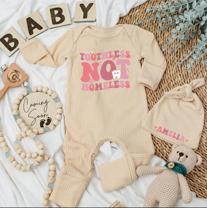 Toothless Not Homeless Funny Baby Bodysuit Cute Newborn Girl Pink Outfit Adorable Baby Shower Gift Hilarious Infant Clothes Soft Cotton