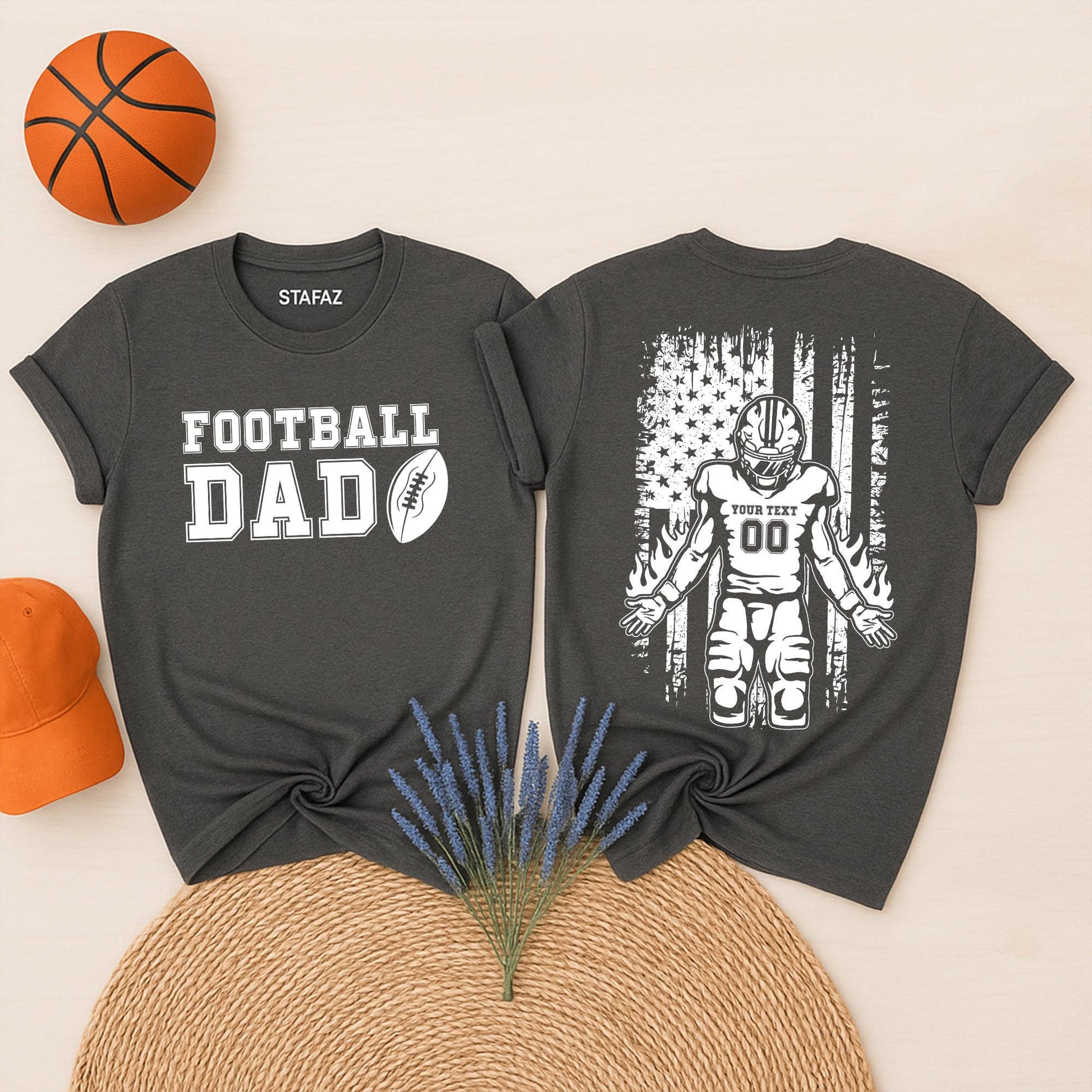 Custom Football Dad Shirt - Personalized Gift for Dad - Football Game Day Tee - Gift For Father, Sport Dad, Game Day