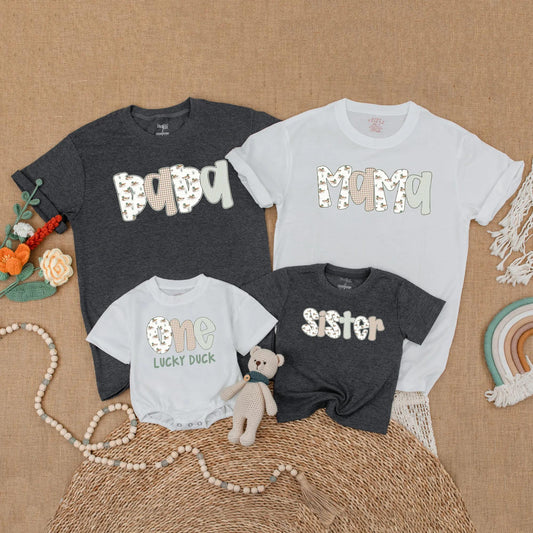 Mallard Duck First Birthday Family Matching Shirts One Lucky Duck Mama Dada Baby Outfit Soft Cotton Comfortable T-shirt for Boy Girl Gift