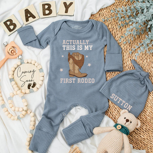 My First Rodeo Baby Bodysuit Cute Cowboy Boot Outfit Funny Western Newborn Clothes 1st Rodeo Shower Gift Rustic Brown Star Design Soft Cotton Romper 139