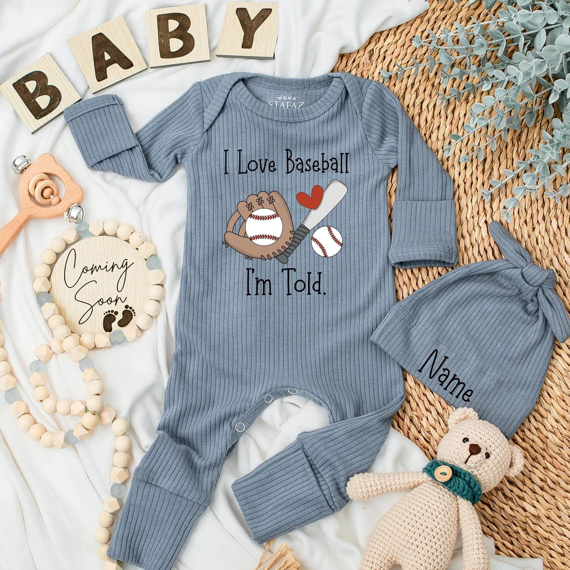 I Love Baseball Baby Bodysuit, Cute Sports Fan Outfit for Baby Boy, Newborn Baseball Gift, Baby Shower Gift, Custom Baby Clothes