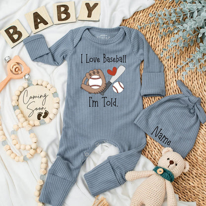 I Love Baseball Baby Bodysuit, Cute Sports Fan Outfit for Baby Boy, Newborn Baseball Gift, Baby Shower Gift, Custom Baby Clothes