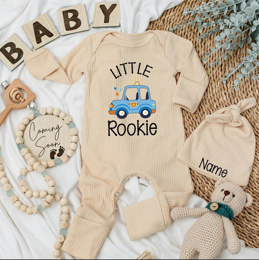 Little Rookie Baby Bodysuit, Custom Police Car Outfit for Newborns, Cute Police Baby Clothes Gift, Personalized Rookie Design