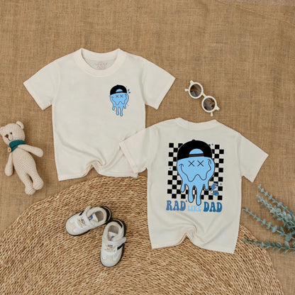 Rad Like Dad Baby Romper Smiley Face Bodysuit Cute Father's Day Boy Outfit Toddler Clothes Bubble Romper Perfect Gift for Dad New Daddy