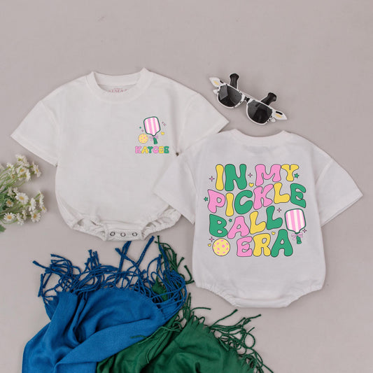 Personalized Pickleball Era Romper Custom Name Infant Outfit Funny Baby Shower Gift for Boys Girls