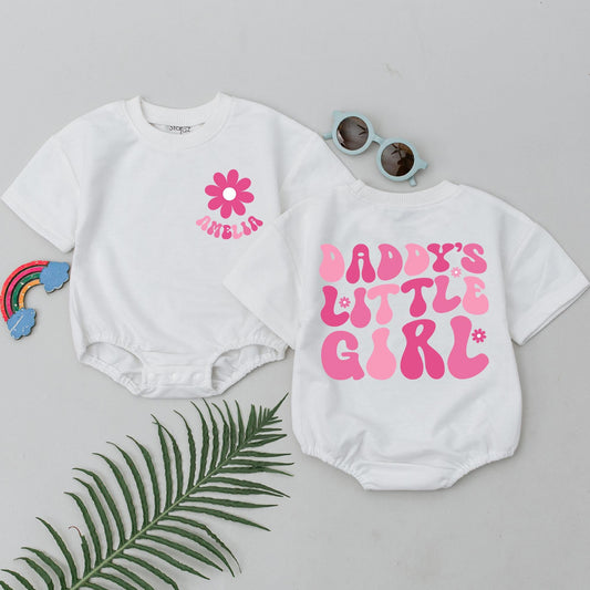 Daddy's Little Girl Baby Romper with Floral Design, Pink "Amelia" Bodysuit, Father's Day Gift from Daughter, Infant Girl Outfit
