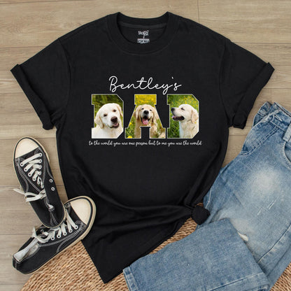 Custom Dog Dad Photo T-Shirt with Pet Names, Unique Fathers Day Gift for Best Dog Dad Lovers, Cool Comfortable Daddy Tee