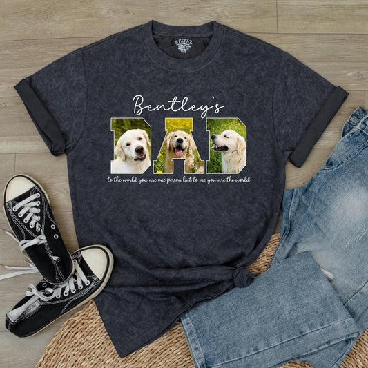 Custom Dog Dad Photo T-Shirt with Pet Names, Unique Fathers Day Gift for Best Dog Dad Lovers, Cool Comfortable Daddy Tee
