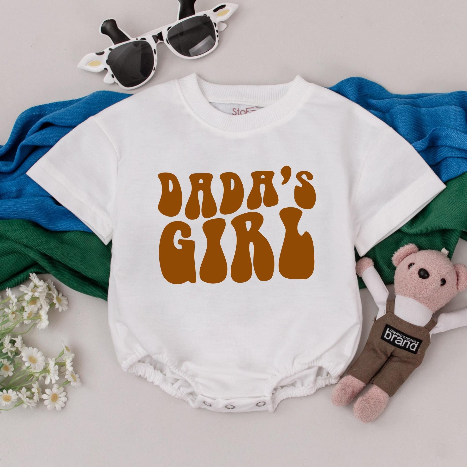 Dada's Girl Romper Retro Daddy's Girl Bodysuit Infant Baby Girls Outfit Father's Day Newborn Clothes Shower Gift